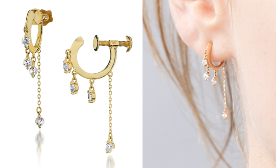 STAR JEWELRY（スタージュエリー）ゴールドのチェーンイヤリング