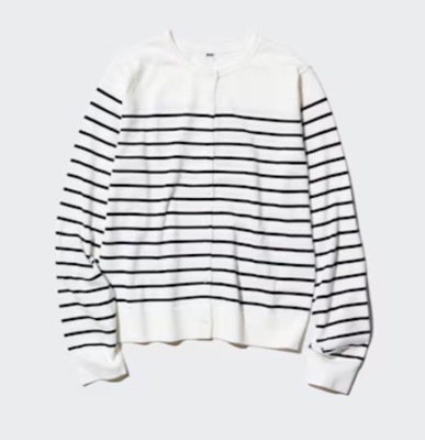 UNIQLO（ユニクロ）ホワイトのボーダーカーディガン