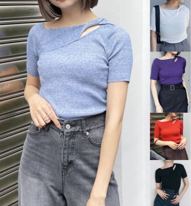 MURUAブルーの半袖ニット
