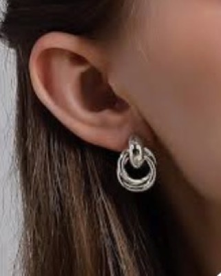 Yjcnelcrシルバーのフープイヤリング