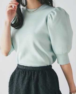 La boutique BonBon（ラブティックボンボン）ミントグリーンのパフスリーブニット