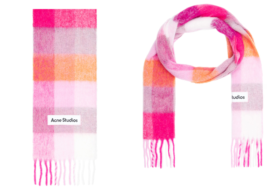 Acne Studiosピンクチェックのロングマフラー