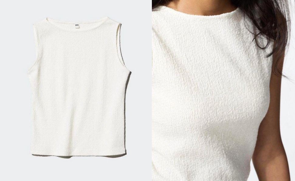 UNIQLOホワイトのノースリーブTシャツ