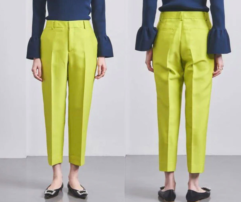 UNITED ARROWS ツイル テーパード パンツ　ライム