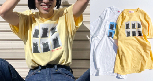 This is my dear cat Tシャツイエローの猫ちゃん柄Tシャツ