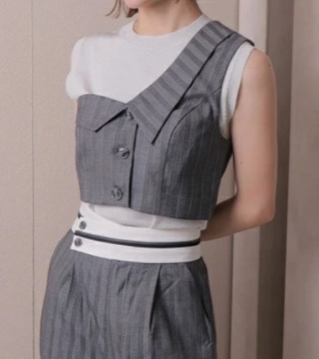 LADYMADE（レディメイド）グレーのアシメカラーワンショルビスチェ