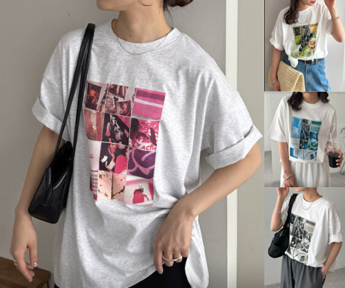 DISCOAT(ディスコート)ピンク系のプリント柄Tシャツ
