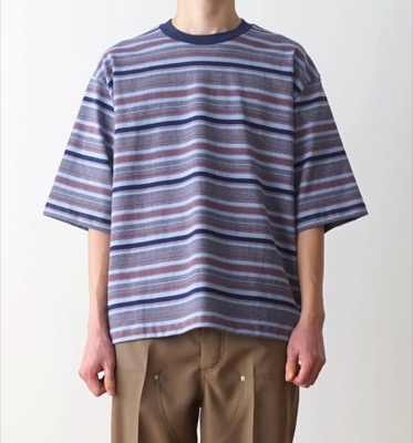 POLYPLOID（ポリプロイド）ネイビーのボーダーTシャツ