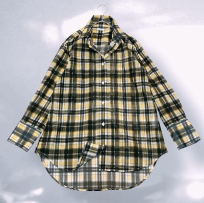 TELMA（テルマ）イエローxブラックのチェック柄シャツ