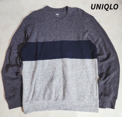 UNIQLO（ユニクロ）グレー系のボーダースウェット