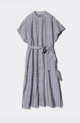 UNIQLO（ユニクロ）グレーのストライプワンピース