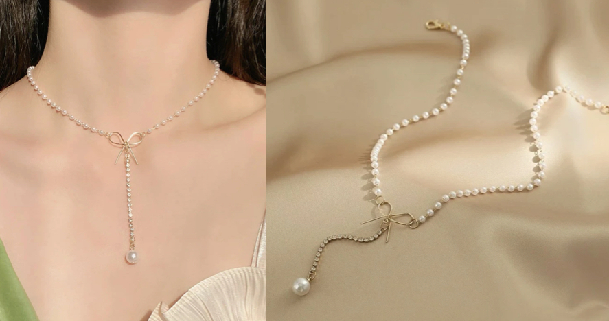 La boutique BonBonパール×リボンデザインネックレス