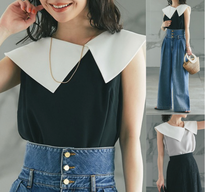 La boutique BonBonホワイト襟のブラウス