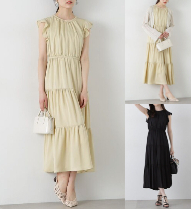 PROPORTION BODY DRESSINGイエローの肩フリルワンピース