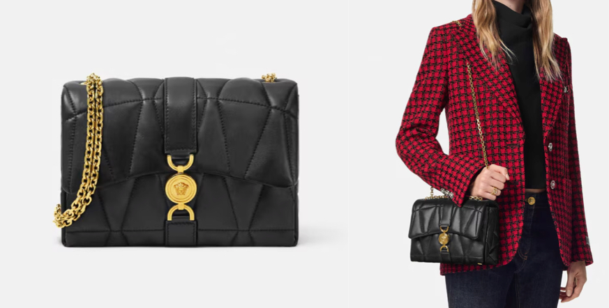 VERSACE（ヴェルサーチェ）ブラックのキルティングショルダーバッグ
