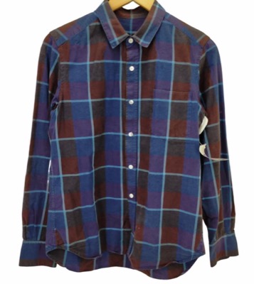 URU(ウル)ブルーxレッドのチェック柄シャツ