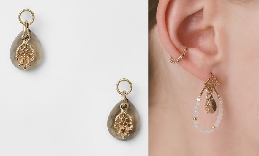 agete(アガット)スモーキークォーツピアスチャーム