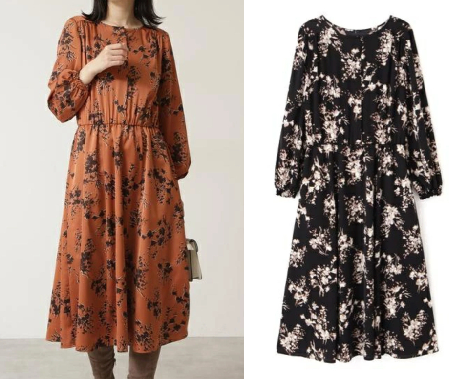 NATURAL BEAUTY BASIC（ナチュラルビューティーベーシック）ブラウンの花柄ワンピース