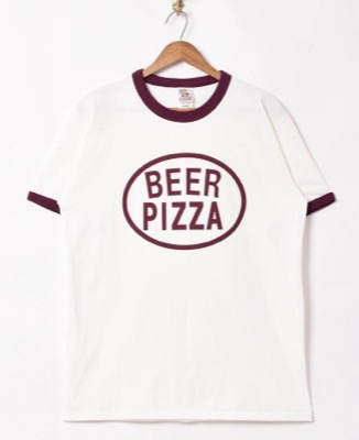 ホワイトxワインレッドのリンガーTシャツ