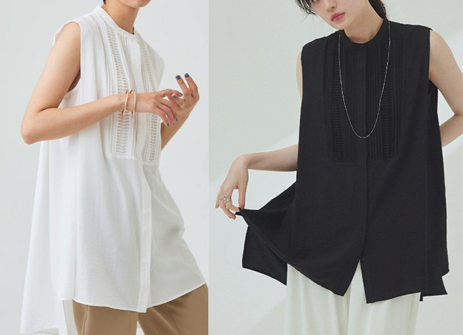 RASWホワイトのノースリーブブラウス