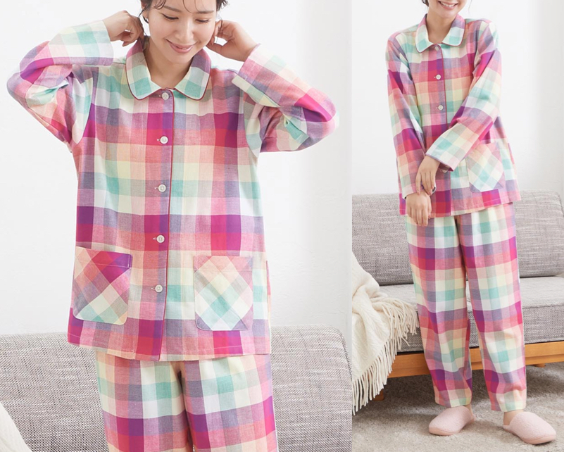  ジェニファー パメラ　Jennifer Pamela ピンクのチェックパジャマ