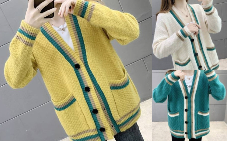 イエローのカーディガン