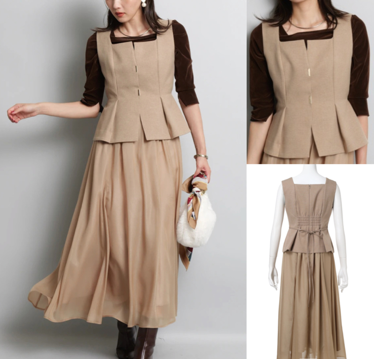 JUSGLITTYベージュのワンピース