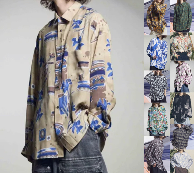 MAISON SPECIAL（メゾンスペシャル）
【Italian Dead Stock Fabric】Prime-Over Regular Collar Shirtホワイトのプリントシャツ