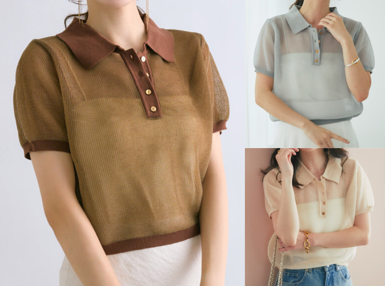 La boutique BonBon（ラブティックボンボン）ブラウン系のシアーポロニット