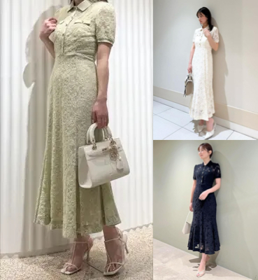 SNIDELミントグリーンのレースポロワンピース