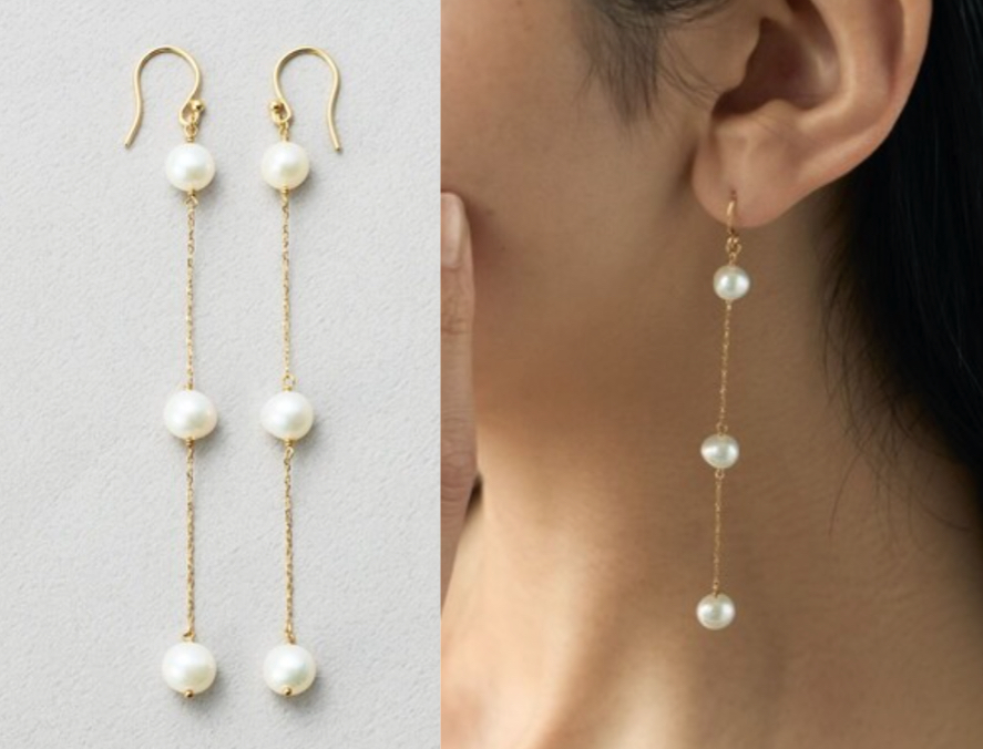 Jouete(ジュエッテ)ゴールドx3連パールのピアス