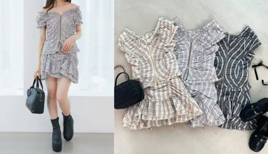 MAJESTIC LEGON（マジェスティックレゴン）グレーのチェック柄ブラウス