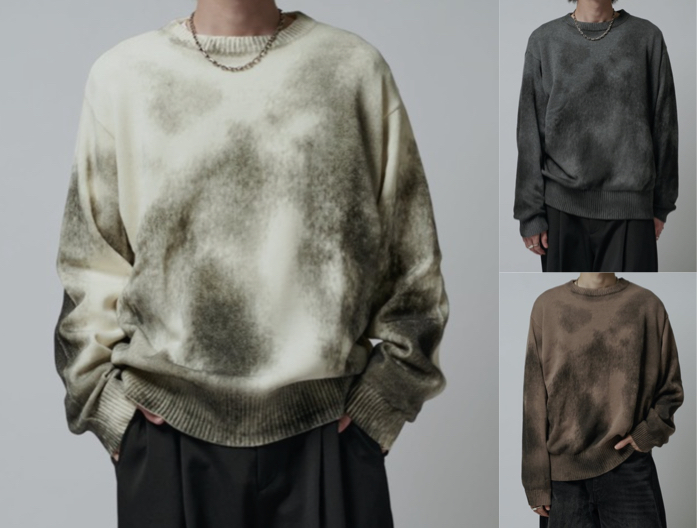 Lui's(ルイス)オフホワイトのスプレープリントニット