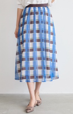 LOUNIE（ルーニィ）ブルーのチェック柄スカート