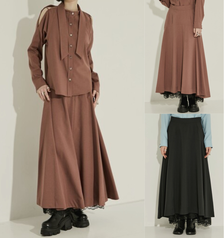 AKANE UTSUNOMIYA（アカネウツノミヤ）ブラウンのレーススカート