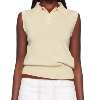 Nothing Written（ナッシングリトゥン）イエローのノースリーブニットポロシャツ