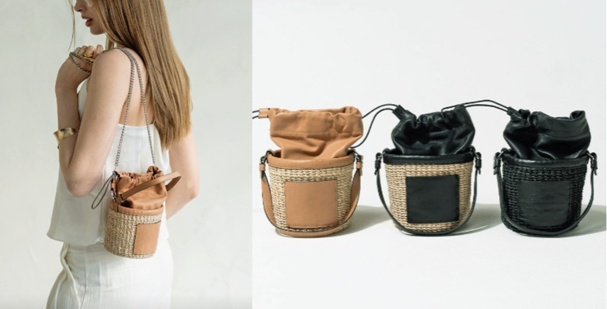 POMTATAブラウンのミニカゴバッグ