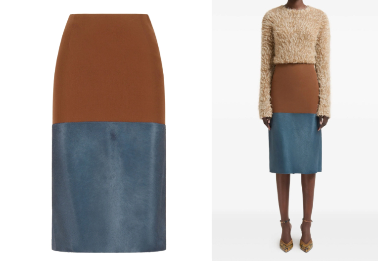 MARNI(マルニ)ブラウン✕ブルーの配色スカート