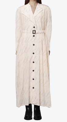 AKIRANAKA(アキラナカ)アイボリーのラインデザインワンピース