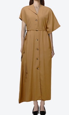 AKIRANAKA(アキラナカ)ブラウンのアシメデザインワンピース