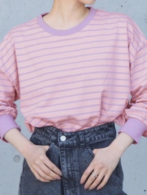 tiptop(ティップトップ)ピンクxパープルのボーダーロンT