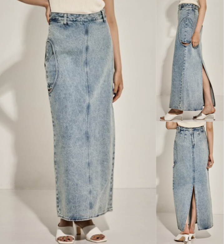 CLANE(クラネ)ライトブルーのタイトデニムスカート