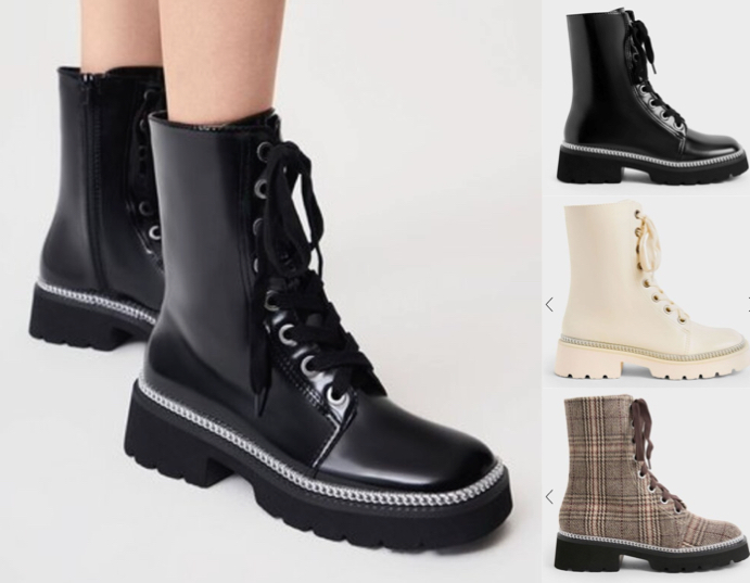 CHARLES & KEITH(チャールズアンドキース)ブラックのレースアップブーツ