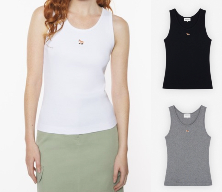 Maison Kitsune(メゾンキツネ)ホワイトのタンクトップ