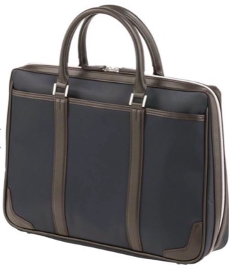 THE SUIT COMPANY(ザ・スーツカンパニー)ネイビーxブラウンのビジネスバッグ