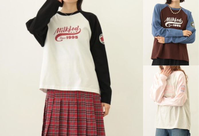 MILKFED.(ミルクフェド)ホワイトxブラックのロンT