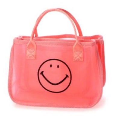 cachecache(カシュカシュ)ライトグリーンのスマイルモチーフメッシュバッグ