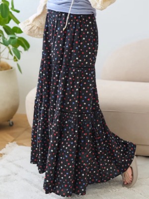 FREAK'S STORE(フリークストア)ブラックのカラフルドット柄スカート