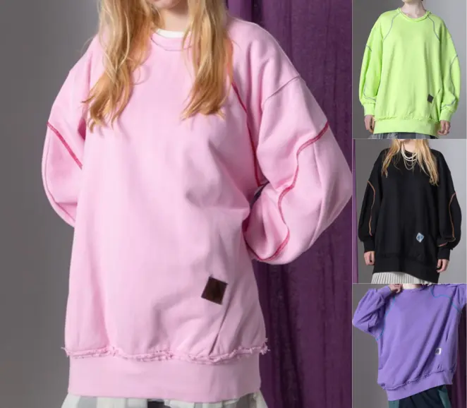 AULA AILA(アウラアイラ)ピンクのウェーブデザインスウェット