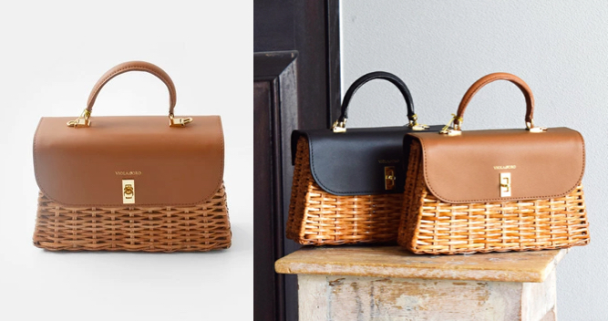 VIOLAd'ORO(ヴィオラドーロ)ブラウンのカゴバッグ